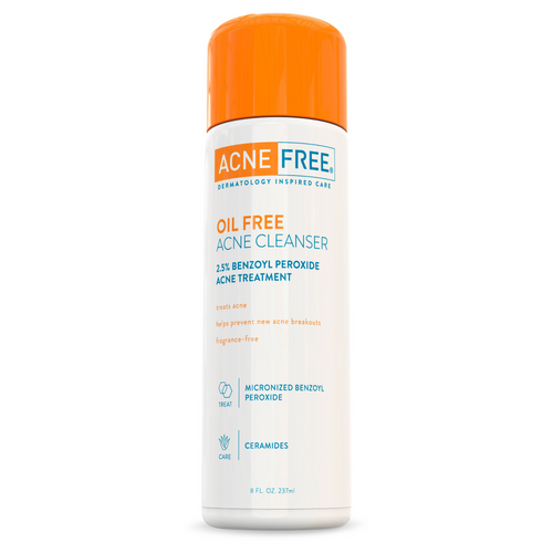 AcneFree Oil Free Acne Cleanser, 2.5% benzoyl peroxide, 8 fl oz (237 ml) bottle — front