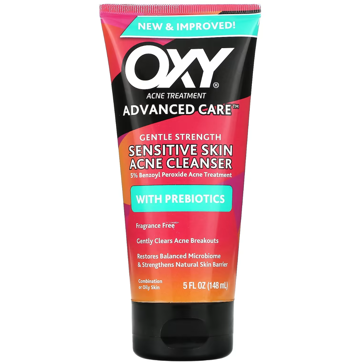 Oxy Skin Care, Sensitive Skin Acne Cleanser with Prebiotics, Fragrance Free, 5 fl oz (148 ml)