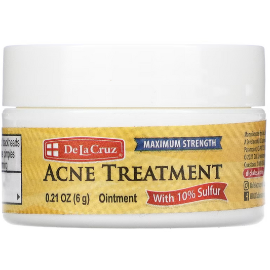 De La Cruz, Acne Treatment Ointment with 10% Sulfur, Maximum Strength, 0.21 oz (6 g)