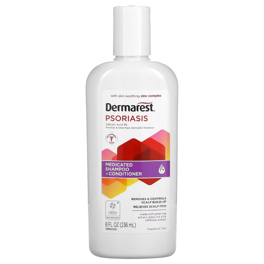 Dermarest, Medicated Shampoo + Conditioner, Maximum Strength, Fragrance Free, 8 fl oz (236 ml)