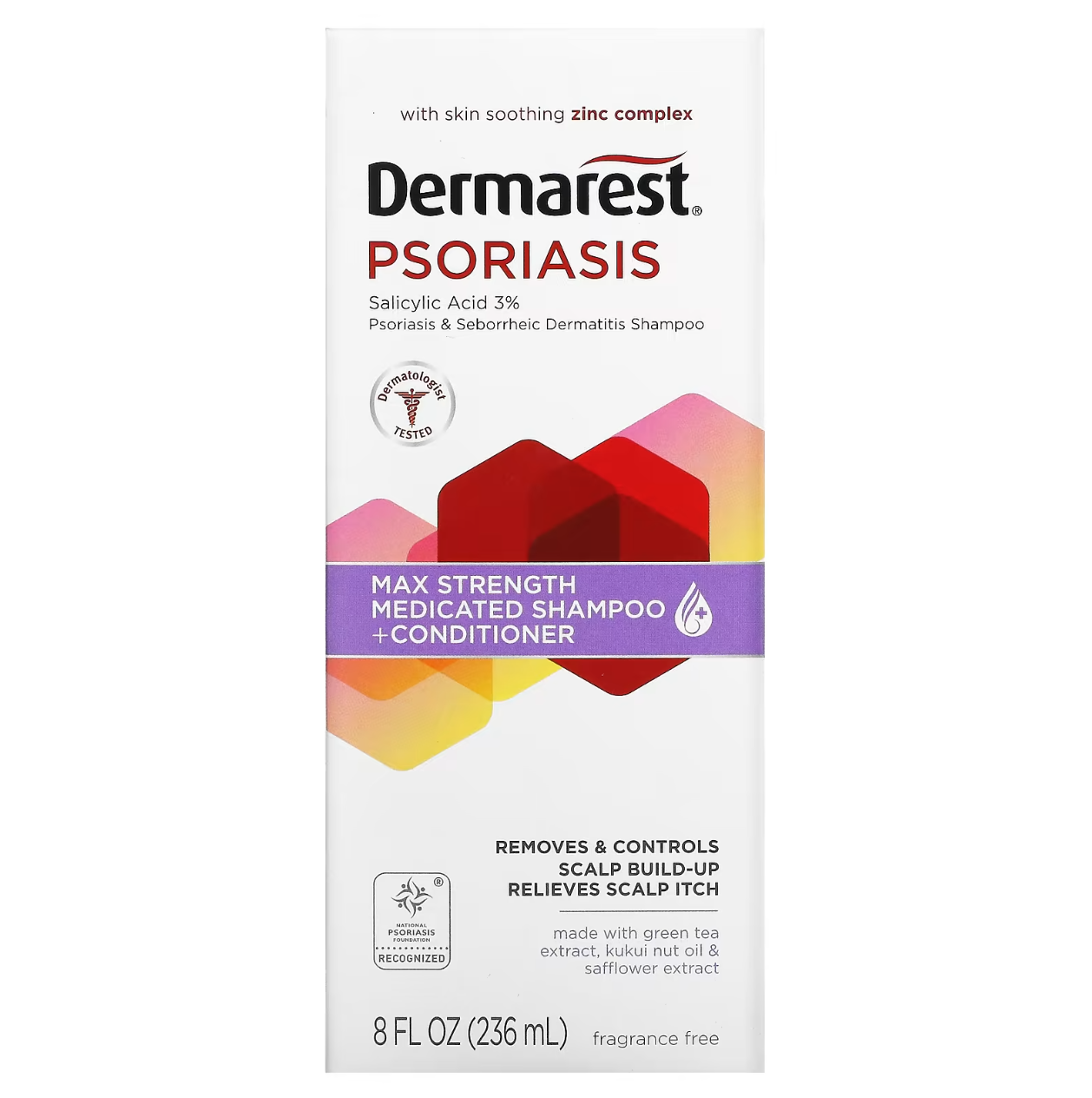 Dermarest, Medicated Shampoo + Conditioner, Maximum Strength, Fragrance Free, 8 fl oz (236 ml)