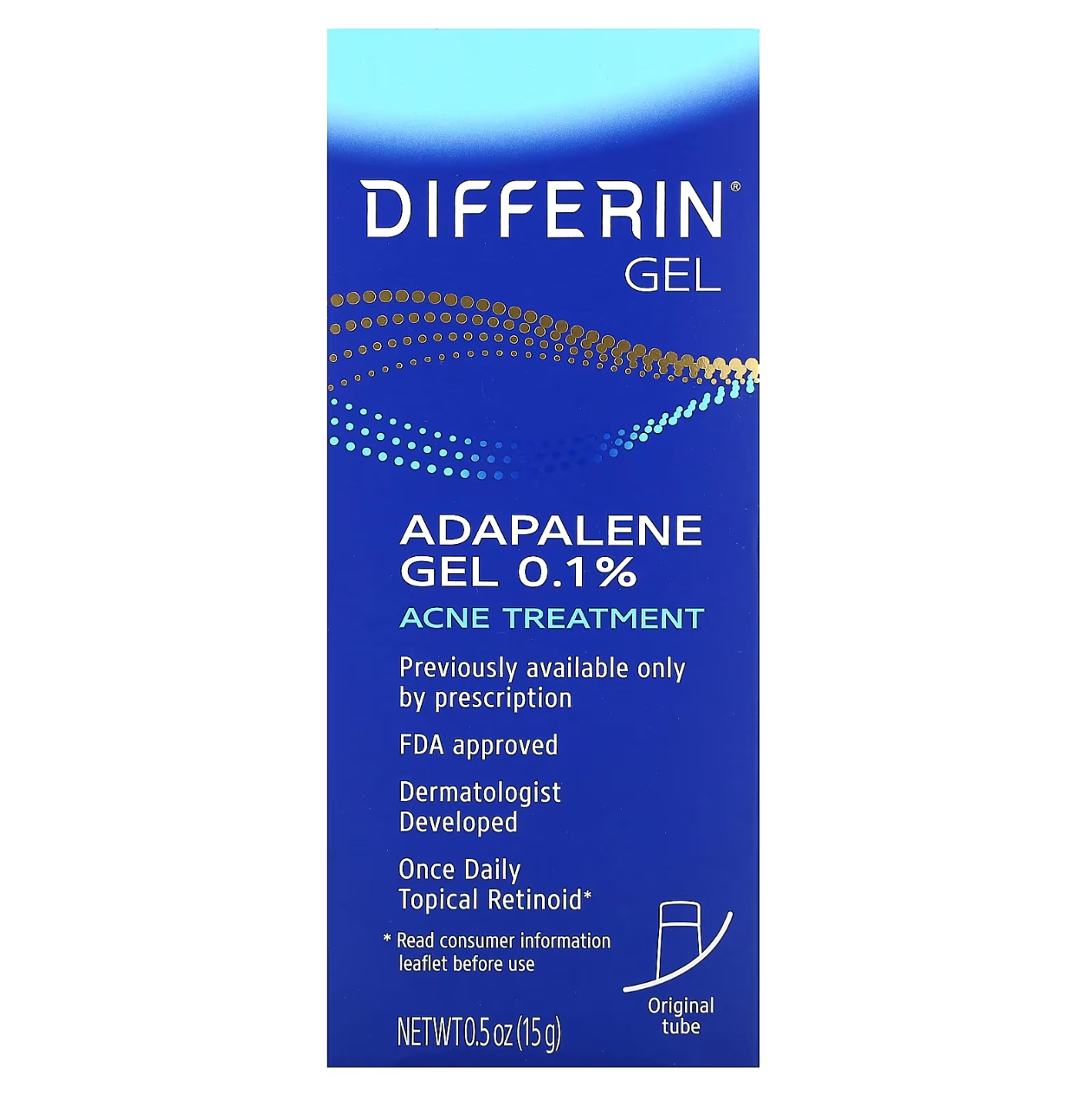 Differin Adapalene Gel 0.1%, Once-Daily Topical Retinoid Acne Treatment 0.5oz