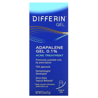 Differin Adapalene Gel 0.1%, Once-Daily Topical Retinoid Acne Treatment 0.5oz