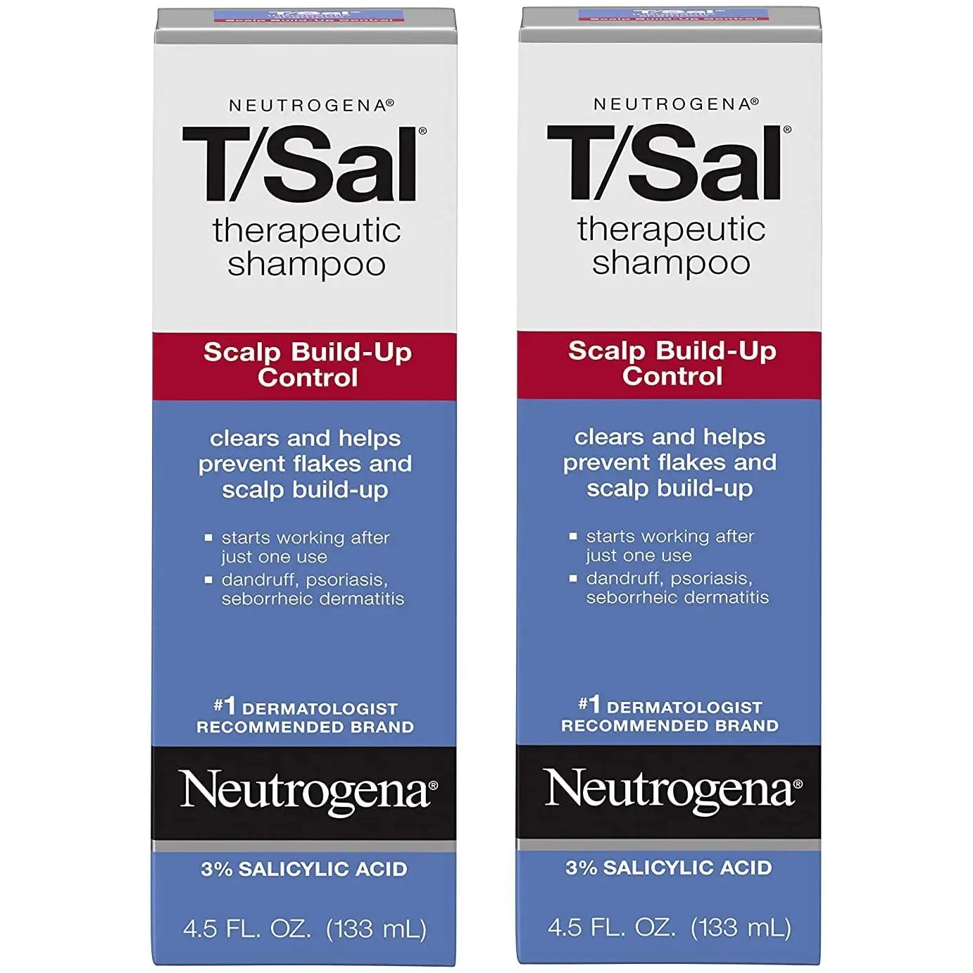 Neutrogena T/Sal Therapeutic Shampoo, Scalp Build-Up Control 4.5 Oz (Pack of 2)