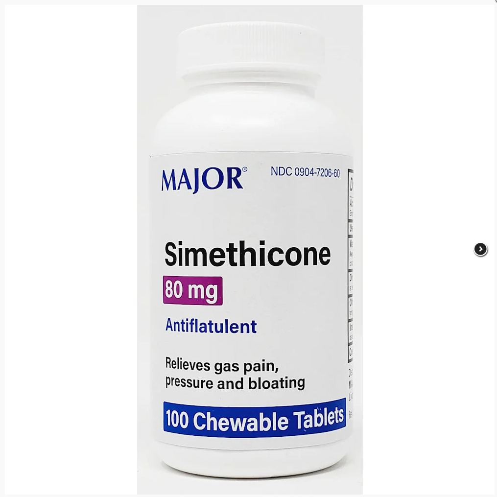 Major Gas Relief (Simethicone) 80 mg Chewable, 100 Chewable Tablets