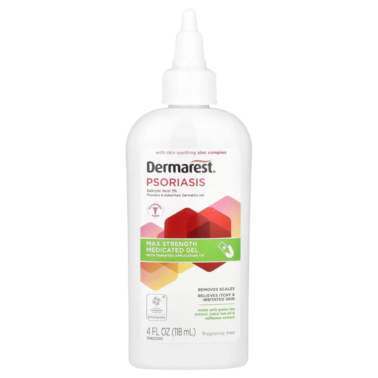 Dermarest, Psoriasis, Maximum Strength Medicated Gel, Fragrance Free, 4 fl oz (118 ml) - USA in UK