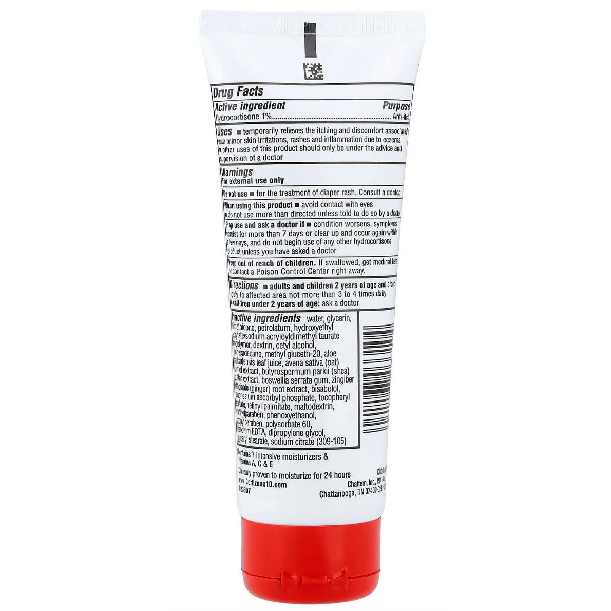 Cortizone 10 Eczema Lotion — rear packaging and label details