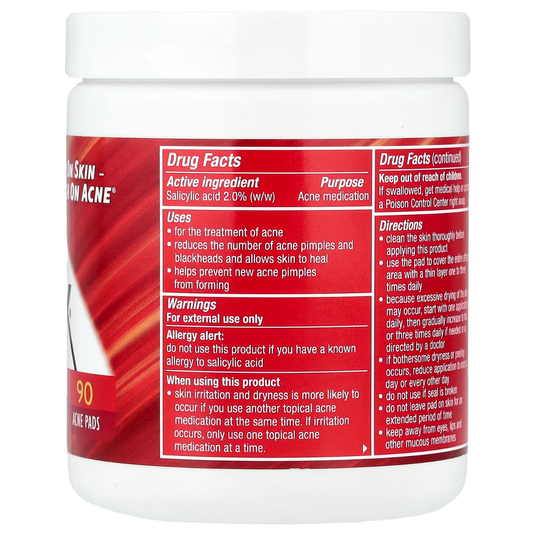 Stridex Maximum Strength Acne Control Pads 2% Salicylic Acid Alcohol Free 55 Pads