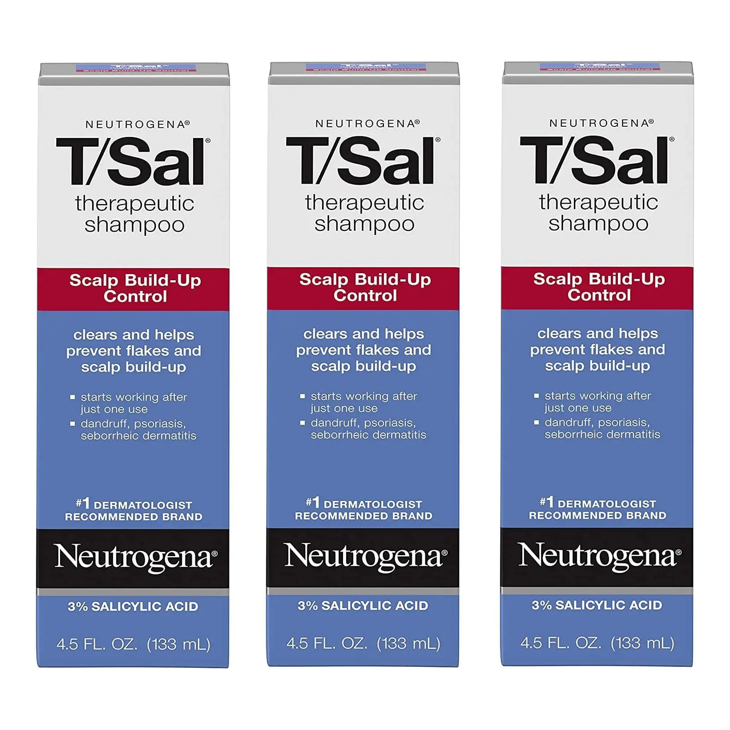 Neutrogena T/Sal Therapeutic Maximum Strength Shampoo 4.50 Oz (Pack of 3)