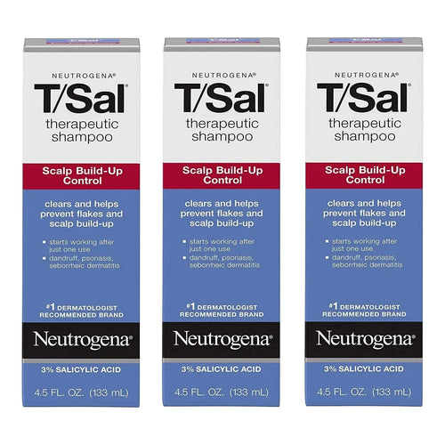 Neutrogena T/Sal Therapeutic Shampoo 3% Salicylic Acid 4.5 oz Pack of 3