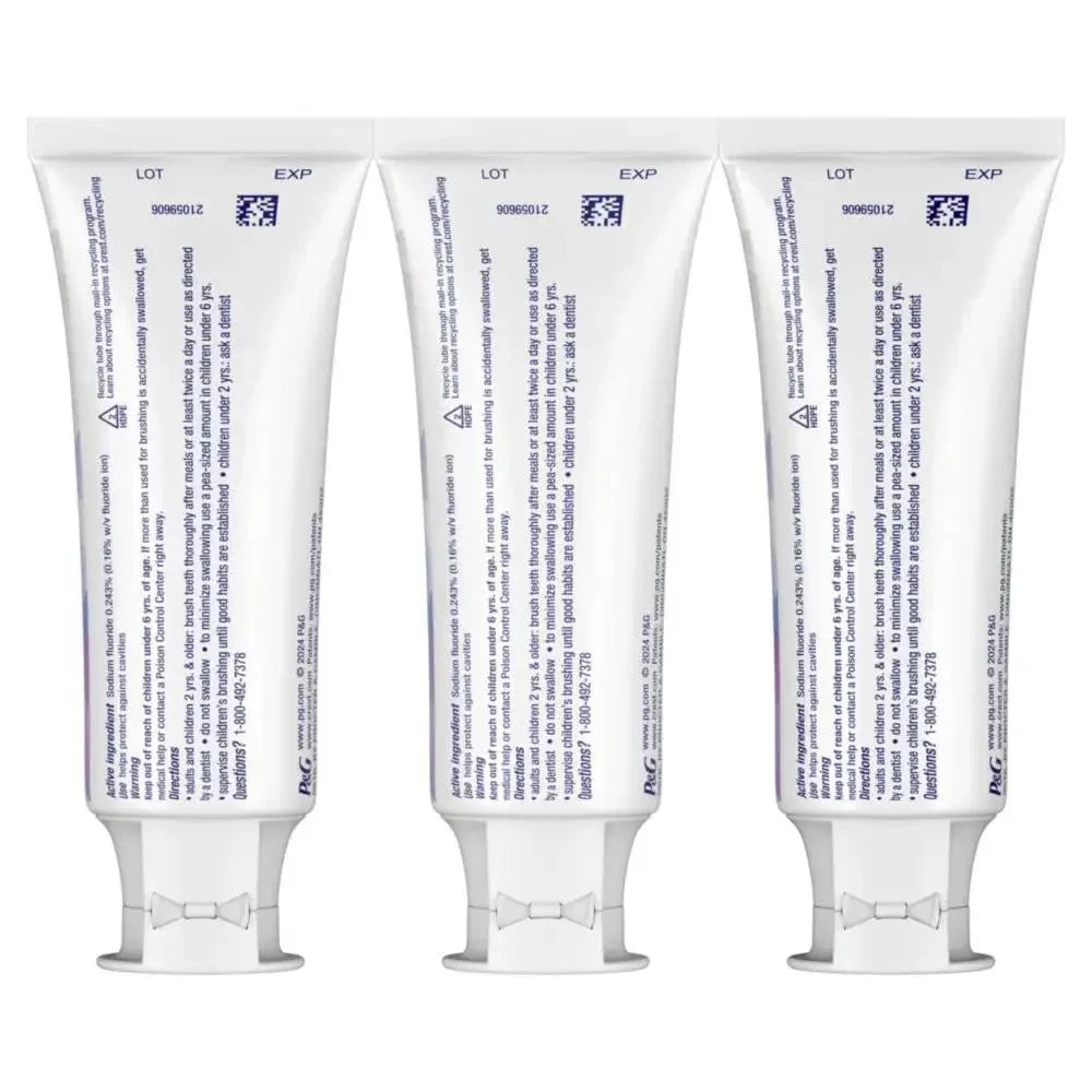 Crest 3D White Brilliance Toothpaste — rear packaging and label details