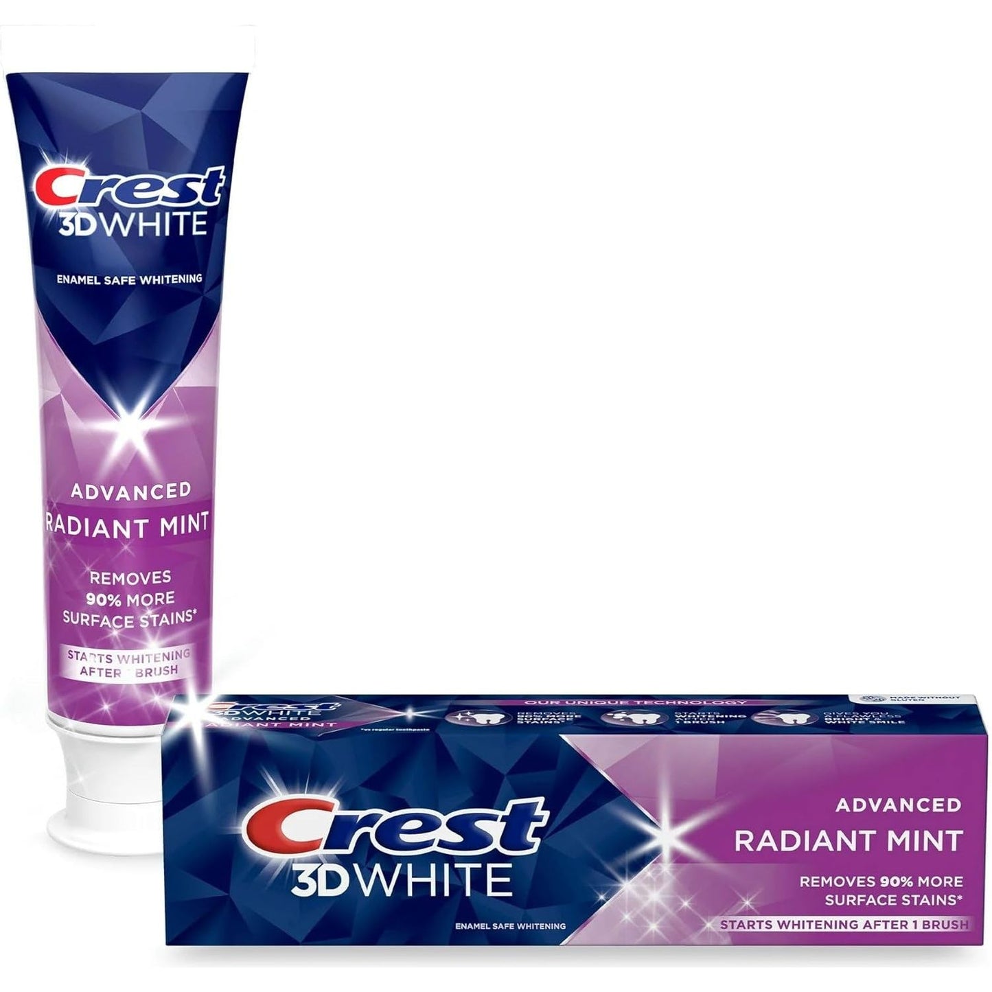 Crest 3D White Radiant Mint, Teeth Whitening Toothpaste - 2.7 Oz (76G) - Pack of 2