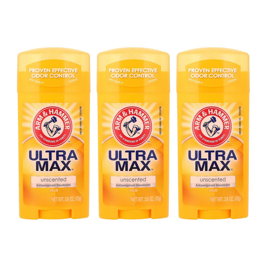 Arm & Hammer UltraMax Unscented Antiperspirant Deodorant 74 g (2.6 oz), Pack of 3