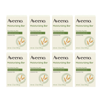 Aveeno Gentle Moisturizing Face Cleansing Bar, Fragrance-Free, 99 g (3.5 oz), Pack of 8