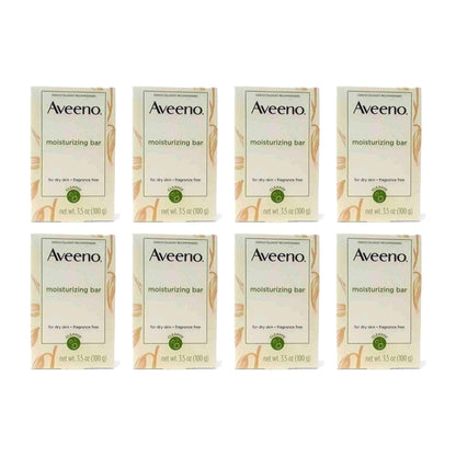 Aveeno Moisturizing Bar for Dry Skin, 99 g (3.5 oz), Pack of 8