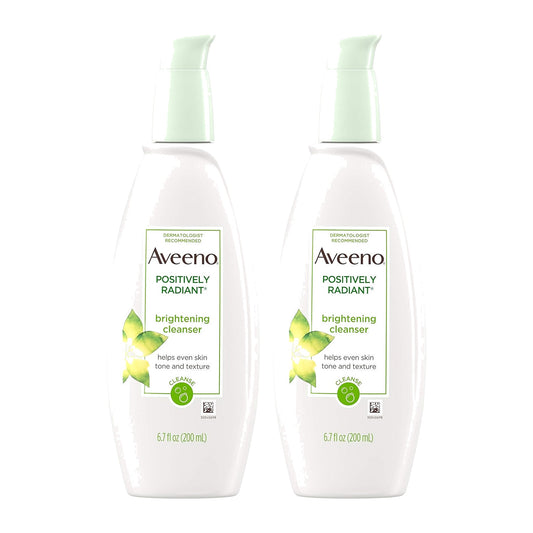 Aveeno Positively Radiant Brightening Facial Cleanser, 198 ml (6.7 fl oz), Pack of 2