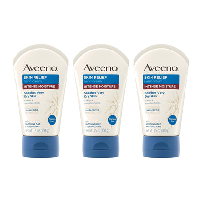 Aveeno Skin Relief Hand Cream, 99 g (3.5 oz) Tubes, Pack of 3