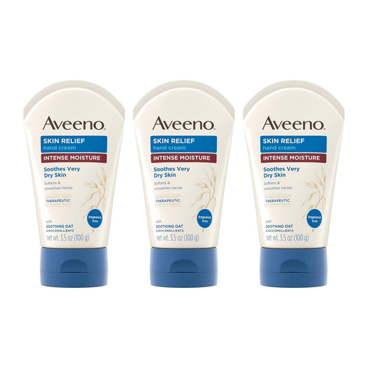Aveeno Skin Relief Hand Cream, 99 g (3.5 oz) Tubes, Pack of 3