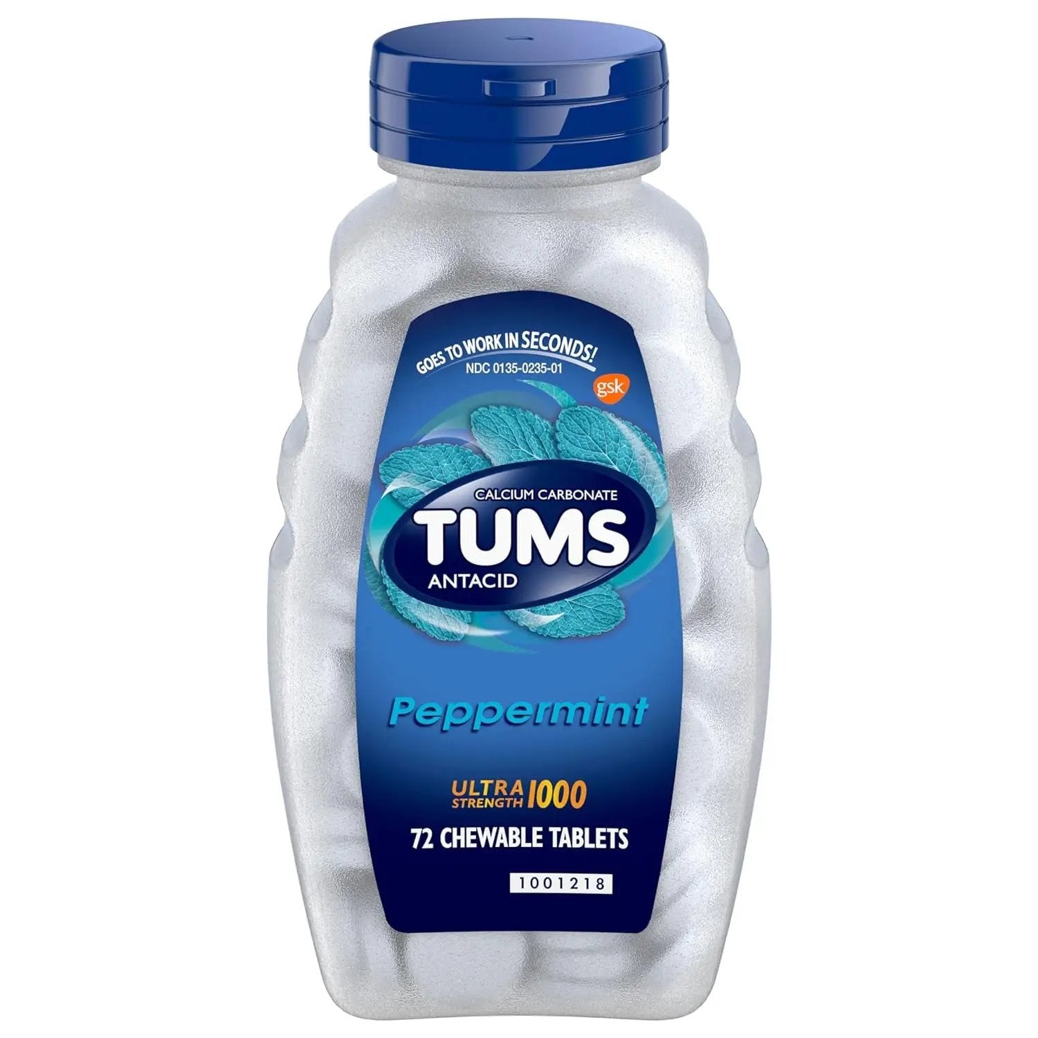 Tums Antacid, Ultra Strength 1000, Peppermint, 72 Chewable Tablets