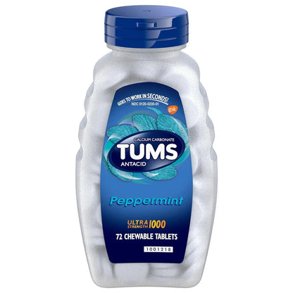 Tums Antacid, Ultra Strength 1000, Peppermint, 72 Chewable Tablets