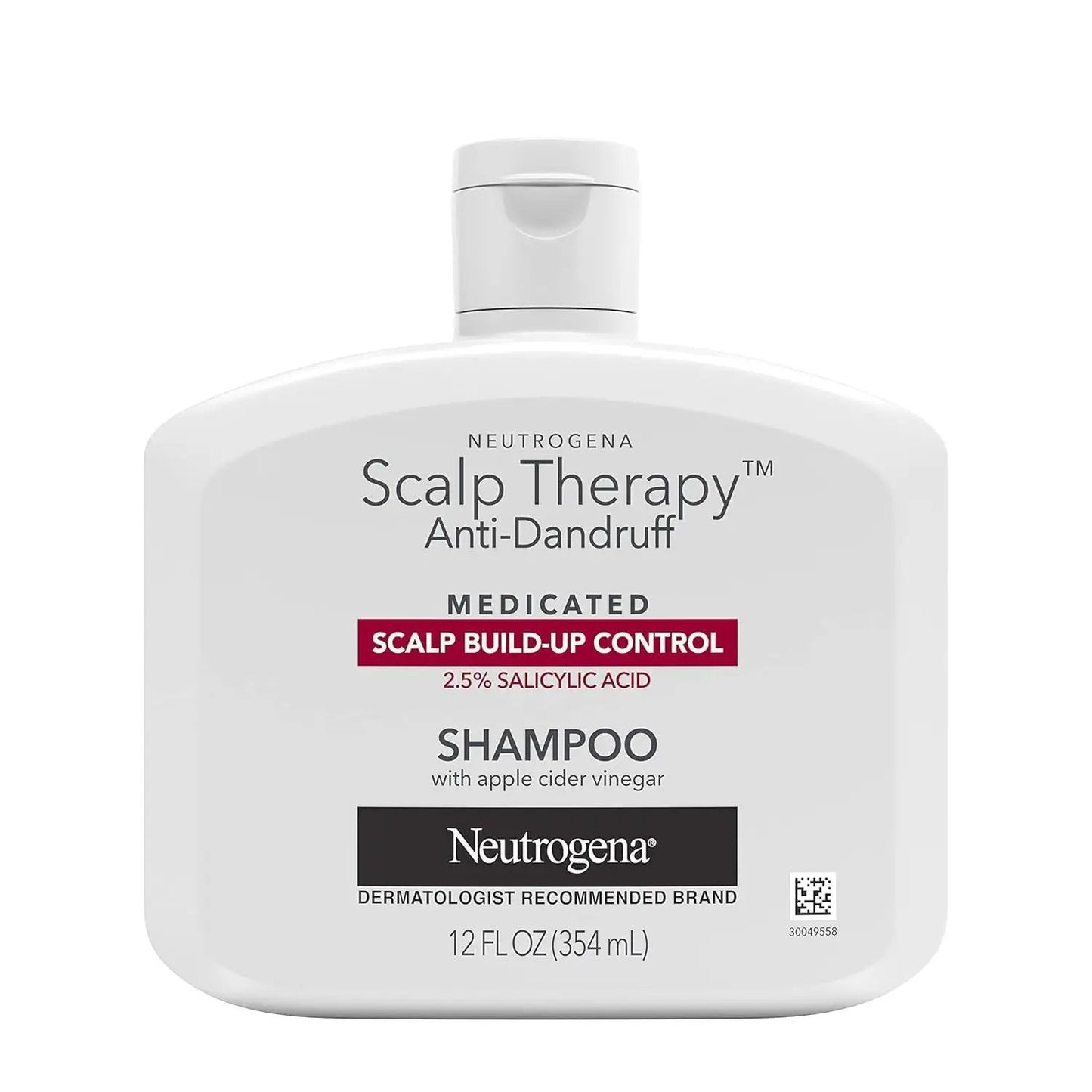 Neutrogena Scalp Therapy Anti-Dandruff Shampoo for Scalp Build-Up Control, 2.5% Salicylic Acid, with Apple Cider Vinegar Fragrance, 12 Fl Oz