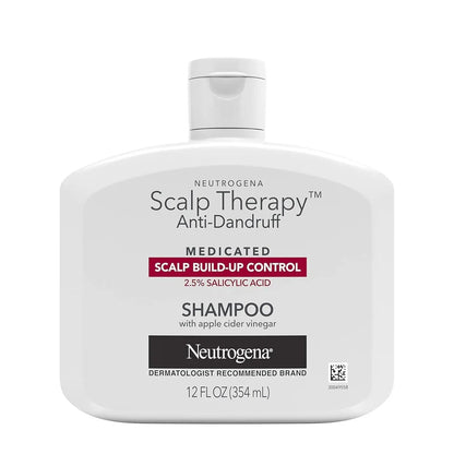 Neutrogena Scalp Therapy Anti-Dandruff Shampoo for Scalp Build-Up Control, 2.5% Salicylic Acid, with Apple Cider Vinegar Fragrance, 12 Fl Oz