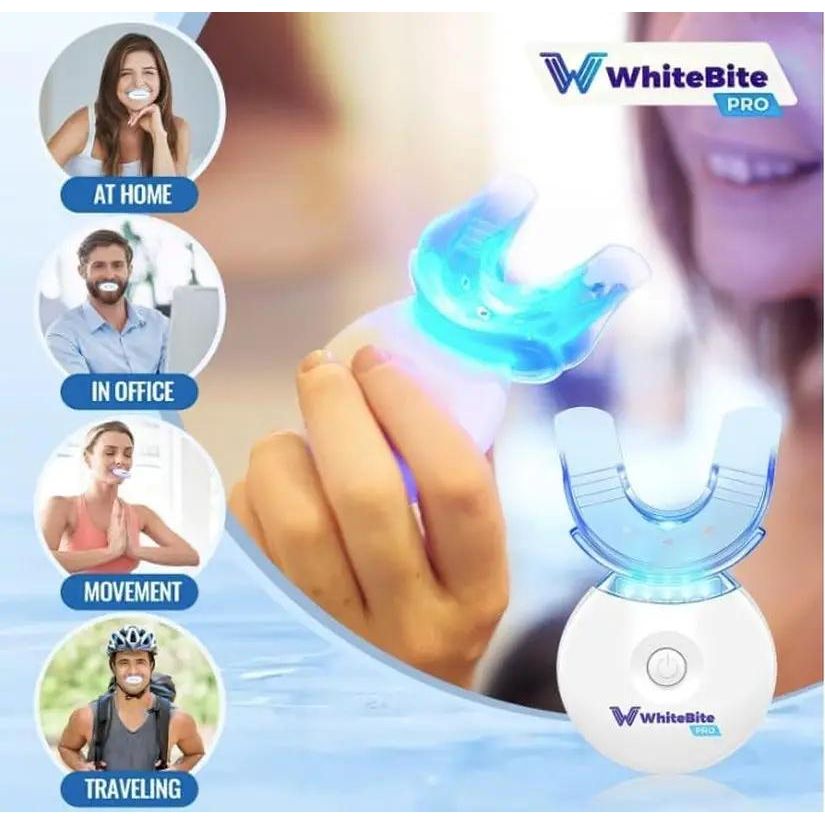 Whitebite Pro Professional Teeth Whitening Kit with Gels for Sensitive Teeth: Teeth Whitening LED Light, 35% Carbamide Peroxide Gel, Remineralization Gel and Mouth Tray