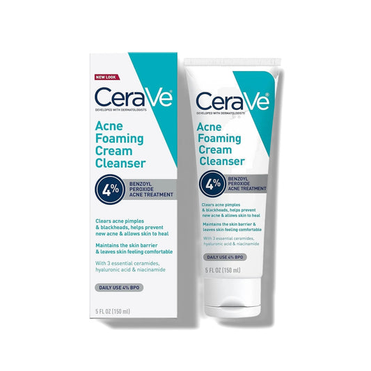 CeraVe Acne Foaming Cream Cleanser 4% Benzoyl Peroxide 5 fl oz (150 ml)
