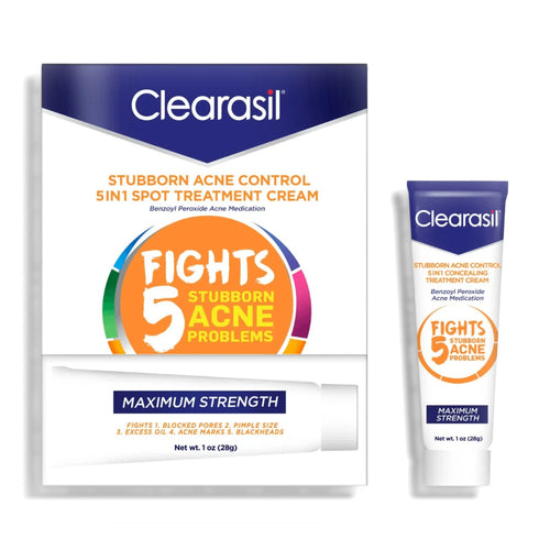 Clearasil Stubborn Acne Control 5-in-1 Cream 10% Benzoyl Peroxide 1 oz (28 g)