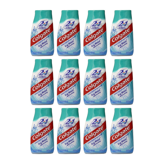 Colgate 2-in-1 Toothpaste and Mouthwash, Whitening Icy Blast 130 g (4.6 oz), Pack of 12