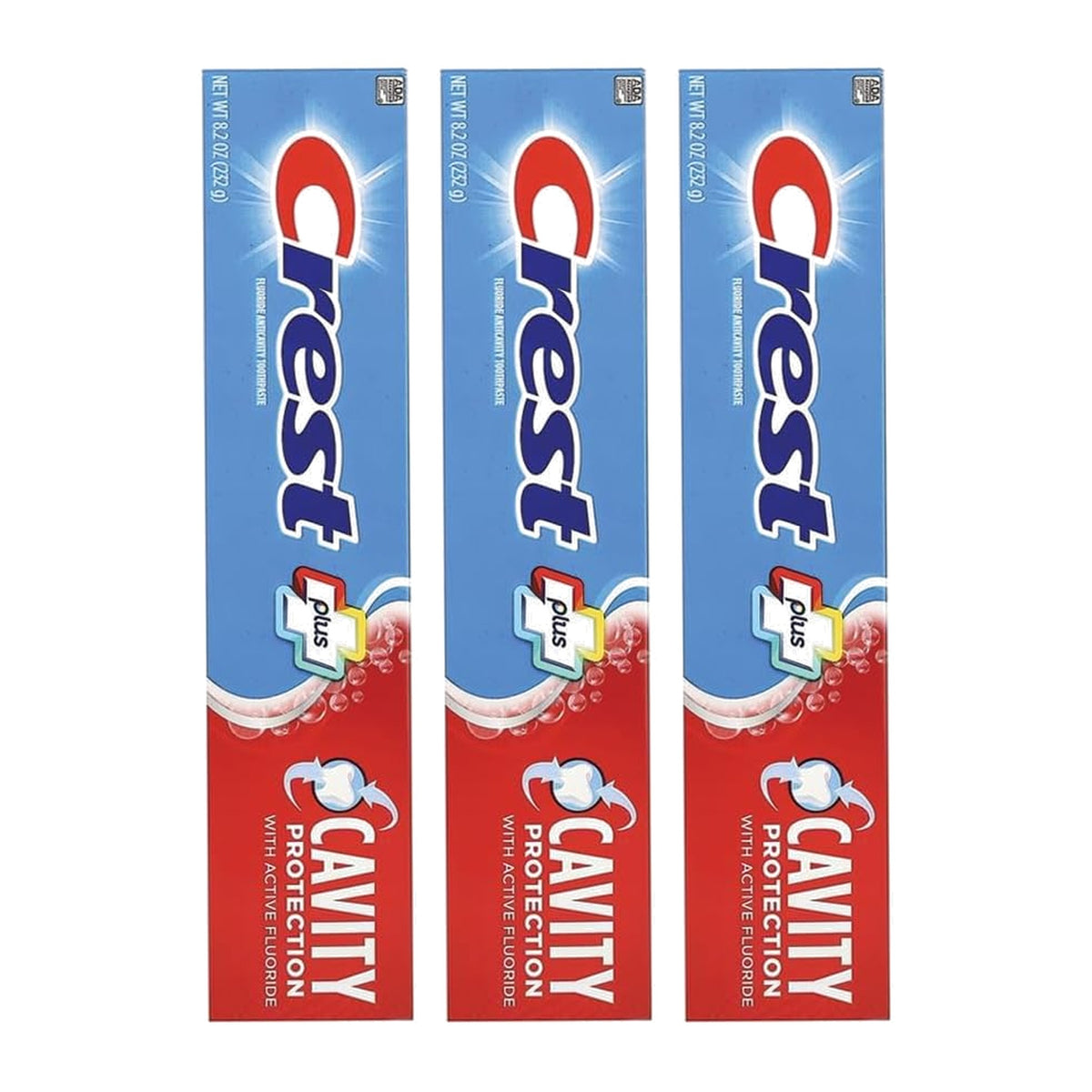 Crest Plus Cavity Protection Regular Toothpaste, 232 g (8.2 oz), Pack of 3 — product view