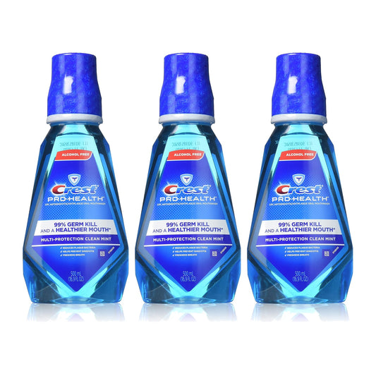 Crest Pro-Health Clean Mint Mouthwash, 500 ml (16.9 fl oz), Pack of 3