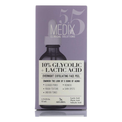 Medix 10% Glycolic Acid Face Peel Exfoliating Serum W/Lactic Acid + Salicylic Acid | Gentle Skin Care Exfoliate Facial Peel Treatment Targets Fine Lines, Wrinkles, Large Pores, Age Spots |1.75 FL Oz