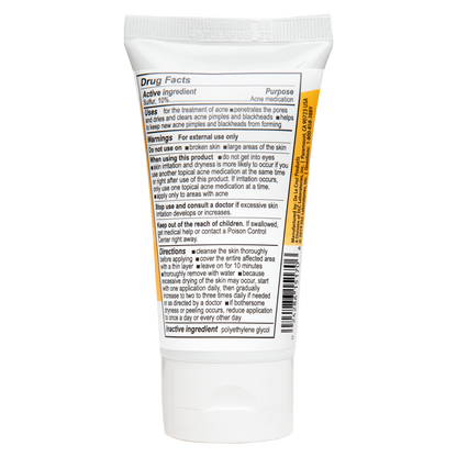 De La Cruz Sulfur 10% Acne Treatment Ointment 74 g Tube - Drug facts label
