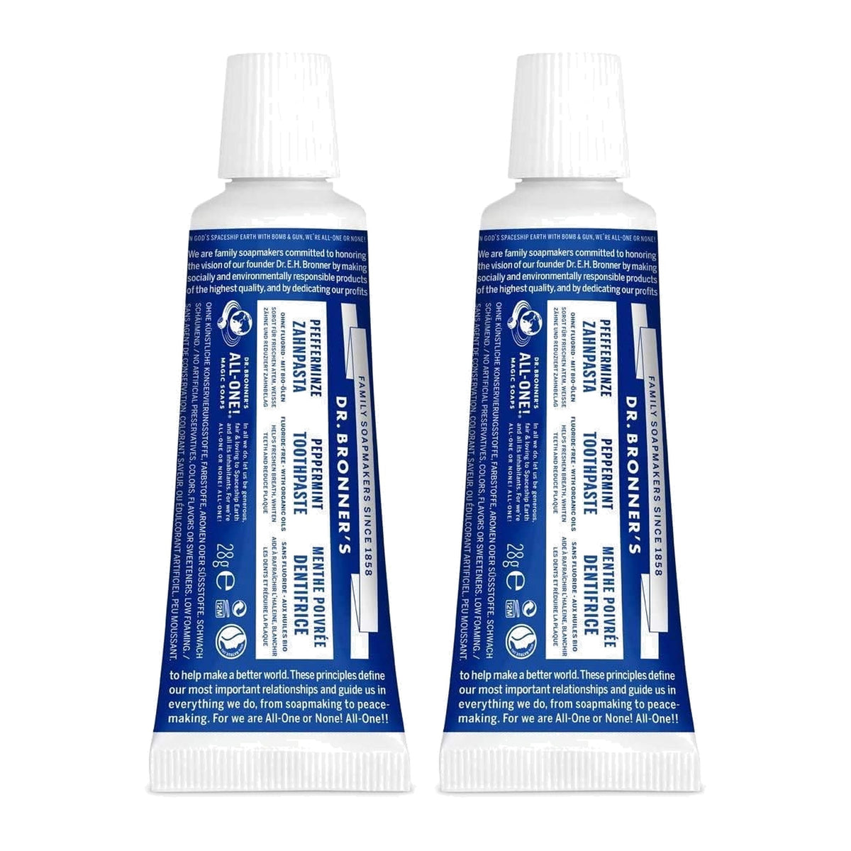 Dr. Bronner's Peppermint Toothpaste 142 g (5 oz), Pack of 2 — product view