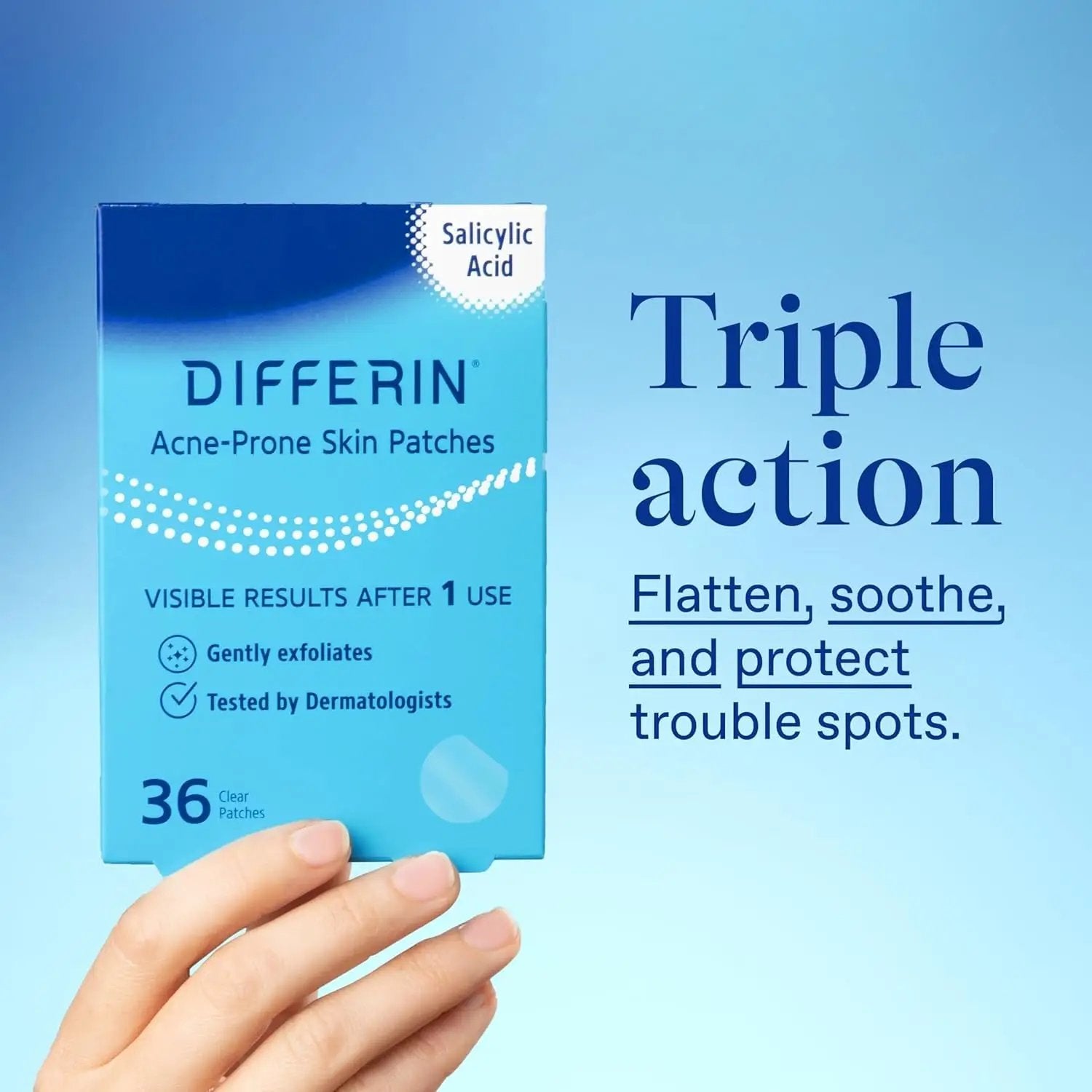 Differin Acne Patches, Pimple Patches for Acne Prone Skin, Formulated with Salicylic Acid and Centella, Fast Triple Action Power Patch for Day & Night, Dermatologist Tested, 36 Count​