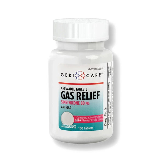 GeriCare Gas Relief Simethicone 80 mg Mint Chewable Tablets - 100 Count