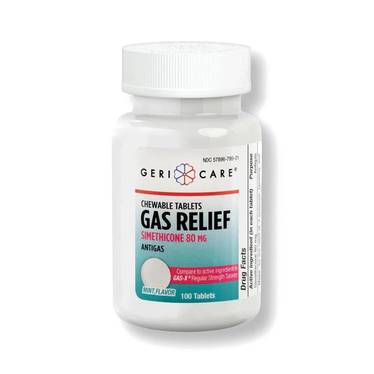 GeriCare Gas Relief Simethicone 80 mg Mint Chewable Tablets - 100 Count