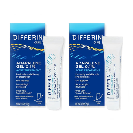 Differin Adapalene Gel 0.1% Acne Treatment 15g Pack of 2