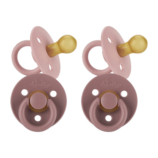 Itzy Ritzy Natural Rubber Dummies 0-6 Months, Set of 2, Blossom/Rosewood