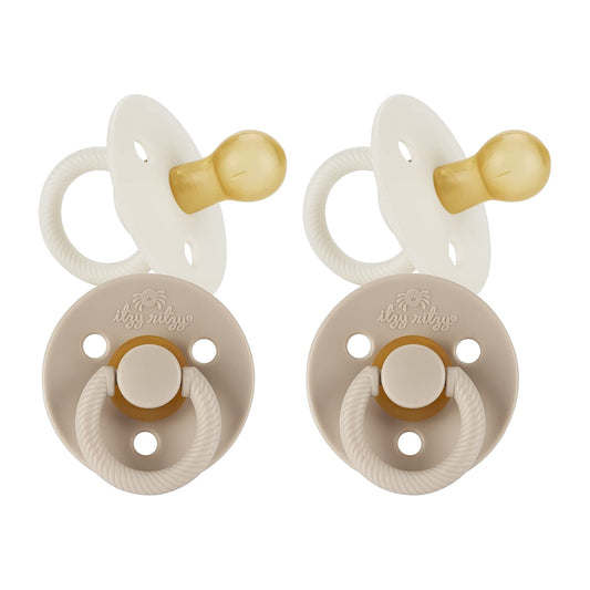 Itzy Ritzy Natural Rubber Dummies for 0-6 Months, Set of 2, Coconut/Toast