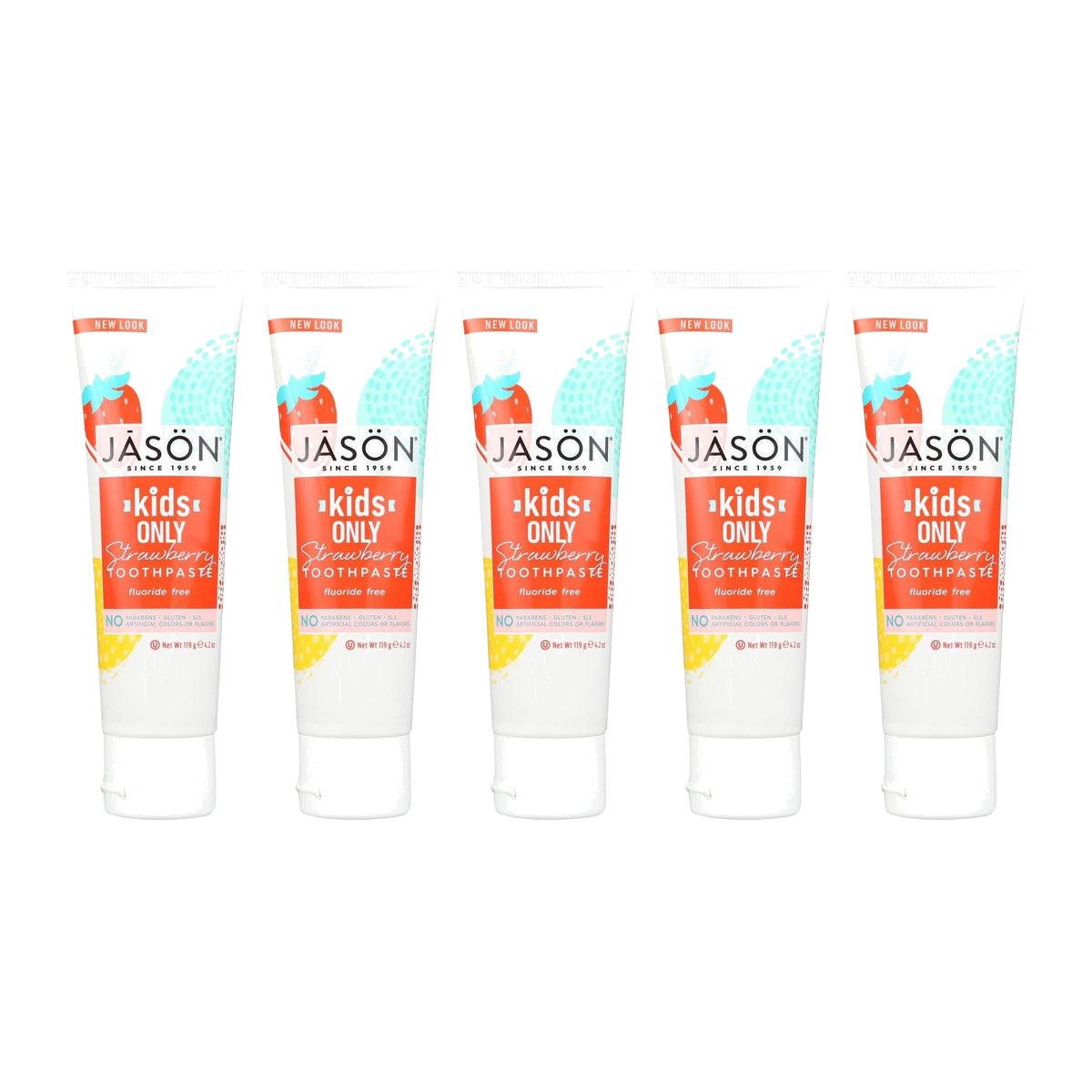 Jason Kids Only Natural Toothpaste, Strawberry, 119 g (4.2 oz), Pack of 5 — product view