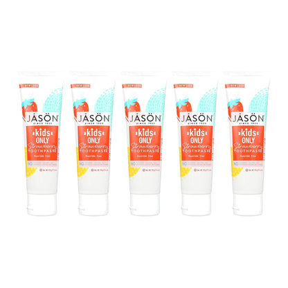 Jason Kids Only Natural Toothpaste, Strawberry, 119 g (4.2 oz), Pack of 5