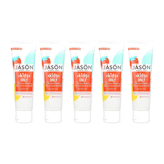 Jason Kids Only Natural Toothpaste, Strawberry, 119 g (4.2 oz), Pack of 5