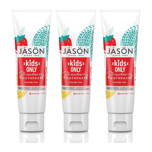 Jason Kids Only! Strawberry Toothpaste 119 g (4.2 oz), Pack of 3