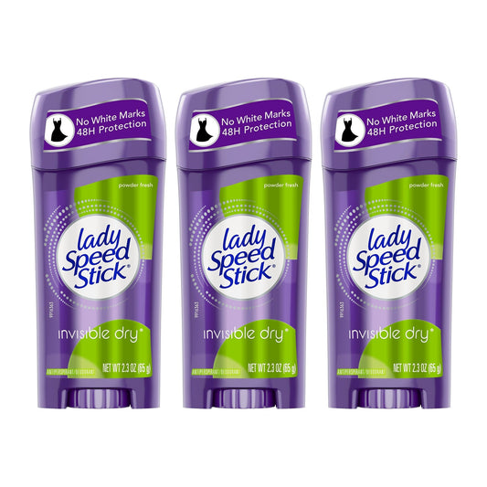 Lady Speed Stick Invisible Dry Powder Fresh Antiperspirant 65 g (2.3 oz), Pack of 3