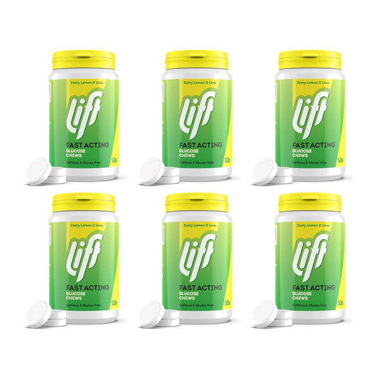 Lift Fast Acting Glucose Chewable Tablets Lemon Lime, 50 Count, Pack of 6