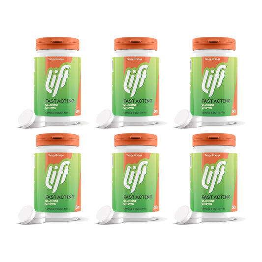 Lift Fast Acting Glucose Chewable Tablets Orange, 50 Count, Pack of 6