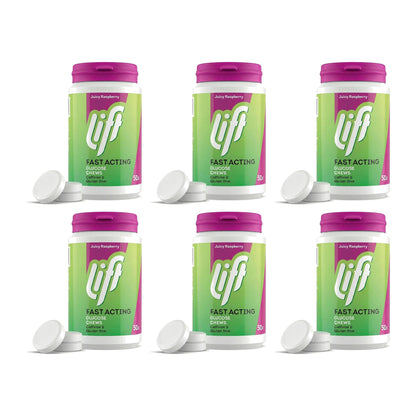 Lift Fast Acting Glucose Chewable Tablets Raspberry, 50 Count, Pack of 6