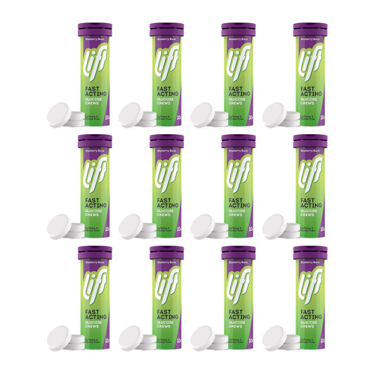 Lift Fast Acting Glucose Tablets, Blueberry, 10 Count, Pack of 12